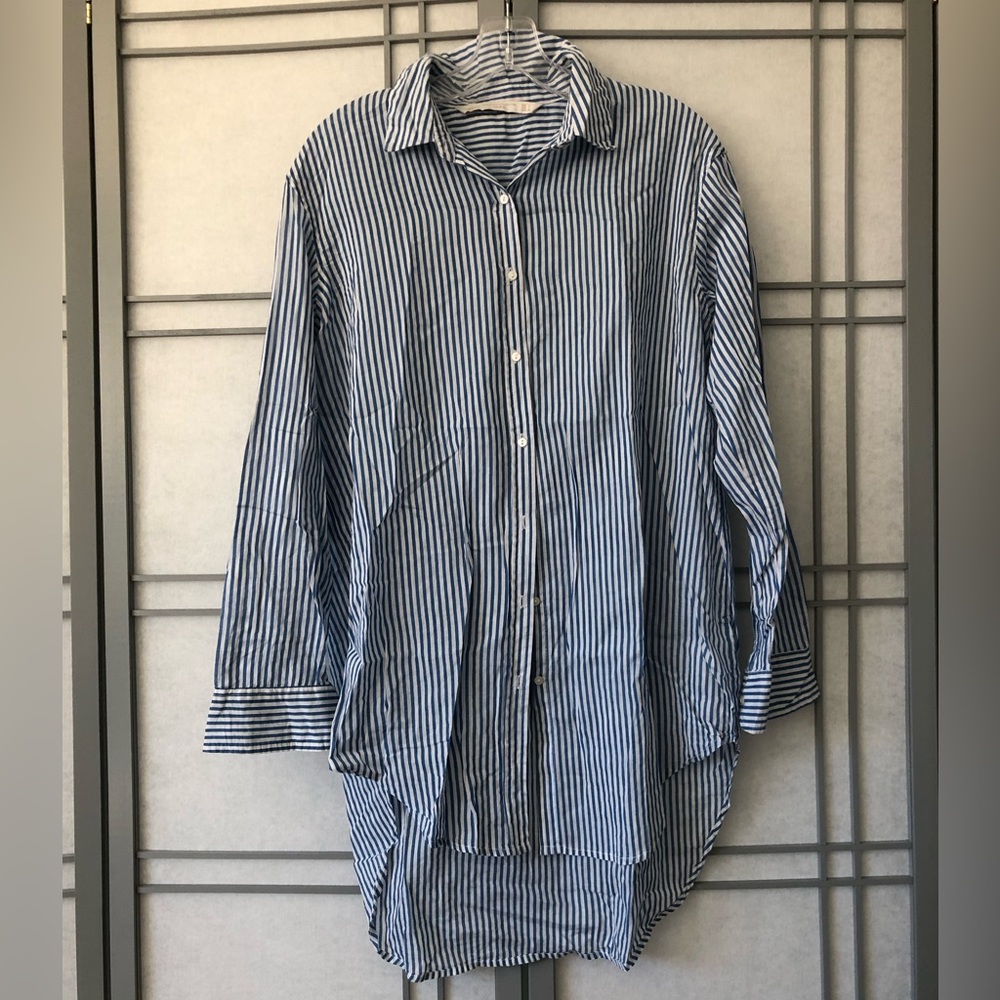 Zara Striped Blue thin button down L